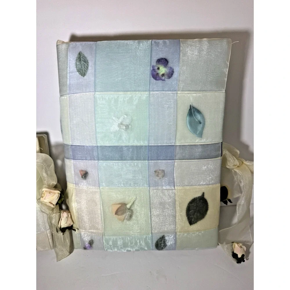 Handmade Fabric Lace Floral Organza Photo Album Book Romantic Set 2 Vintage